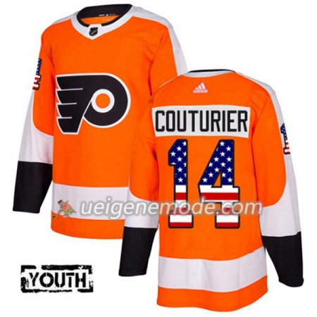 Kinder Eishockey Philadelphia Flyers Trikot Sean Couturier 14 Adidas 2017-2018 Orange USA Flag Fashion Authentic
